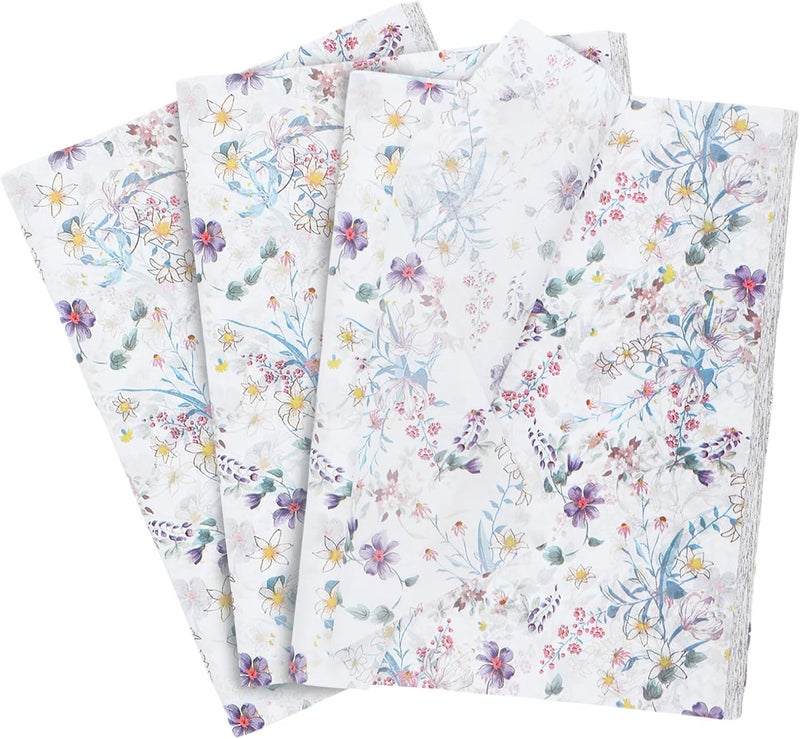 Ethanberg 120 Sheets Gift Wrapping Tissue Paper Bulk, Watercolor Wildflower Tissue Paper for Gift Bags, Vintage Floral Decorative Art Papers for DIY Crafts Wedding Birthday Holiday Party Decor, 20x14 Inches - Image 1